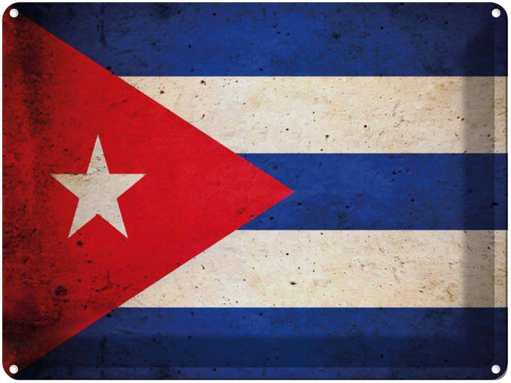 [LA-1790951] Blechschild 30x40 cm Flagge Kuba Cuba Fahne Wappen