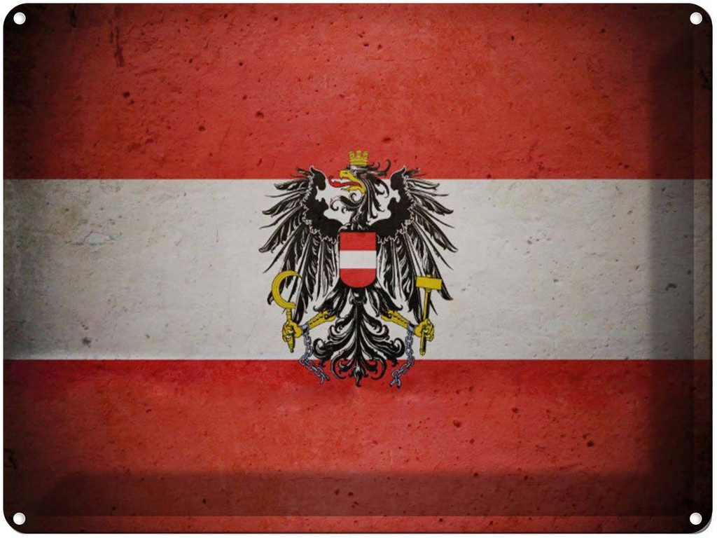 [LA-1790952] Blechschild 30x40 cm Flagge Österreich Fahne Wappen
