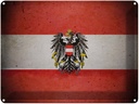 Blechschild 30x40 cm Flagge Österreich Fahne Wappen