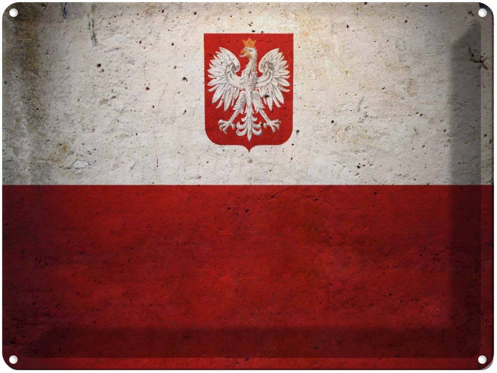 [LA-1790956] Blechschild 30x40 cm Flagge Polen Fahne Wappen