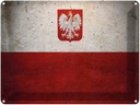 Blechschild 30x40 cm Flagge Polen Fahne Wappen