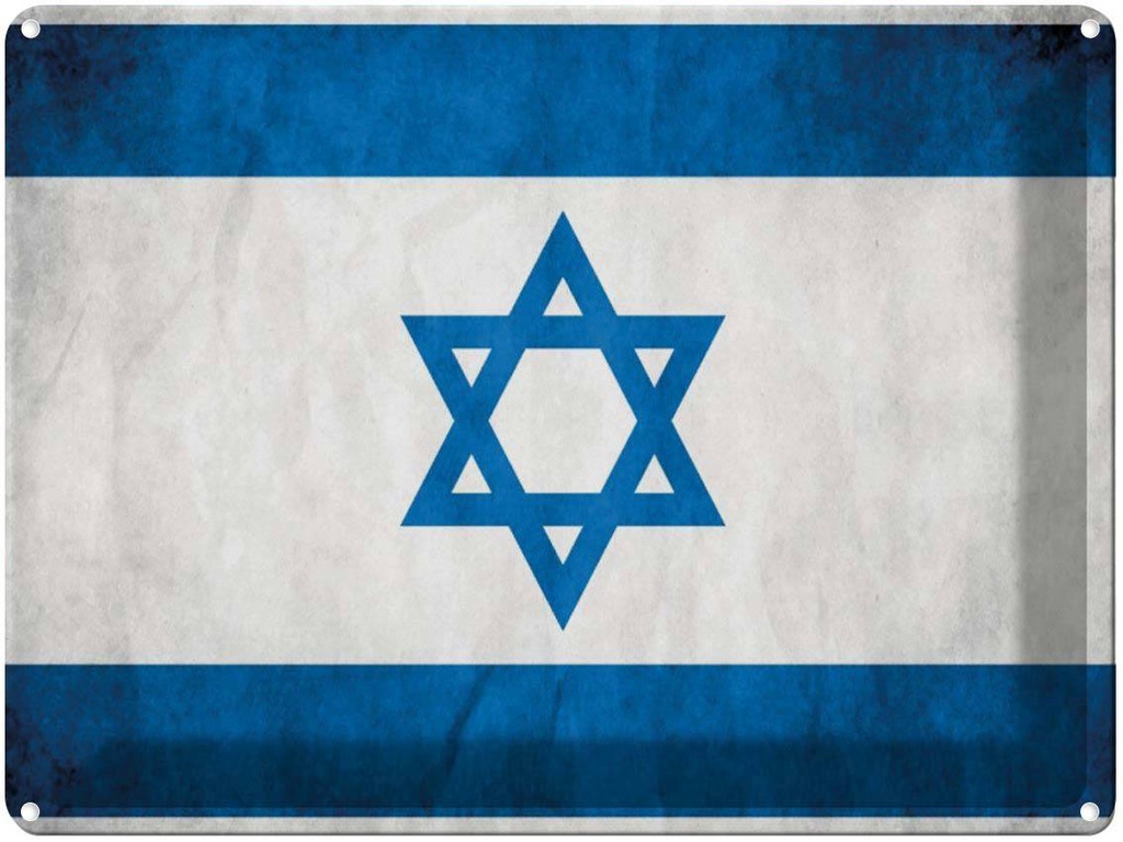 [LA-1790958] Blechschild 30x40 cm Flagge Israel Fahne Wappen