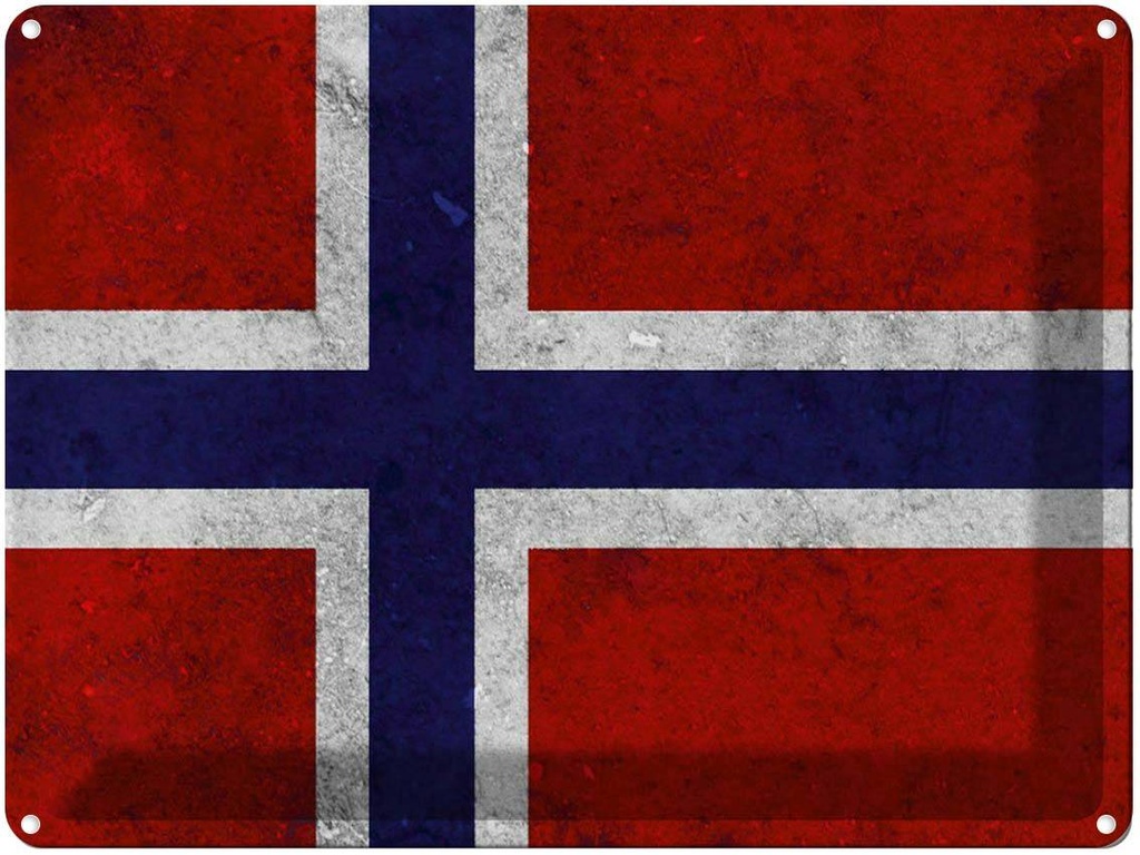 [LA-1790960] Blechschild 30x40 cm Flagge Norwegen Fahne Wappen