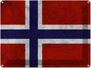 Blechschild 30x40 cm Flagge Norwegen Fahne Wappen