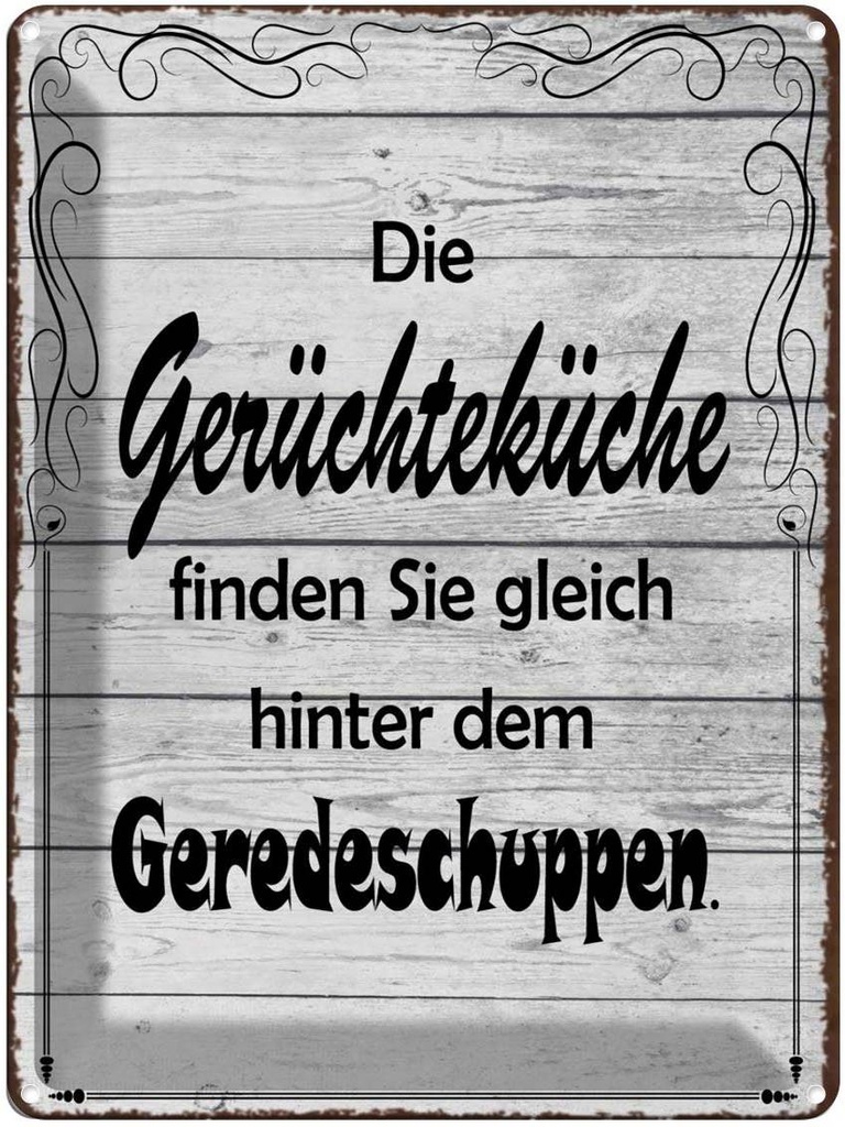 [LA-1790972] Blechschild 40x30 cm Gerüchteküche Geredeschuppen Spruch Zitat