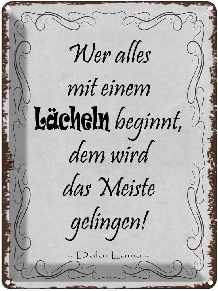 [LA-1790974] Blechschild 40x30 cm wer alles mit Lächeln beginnt Spruch Zitat