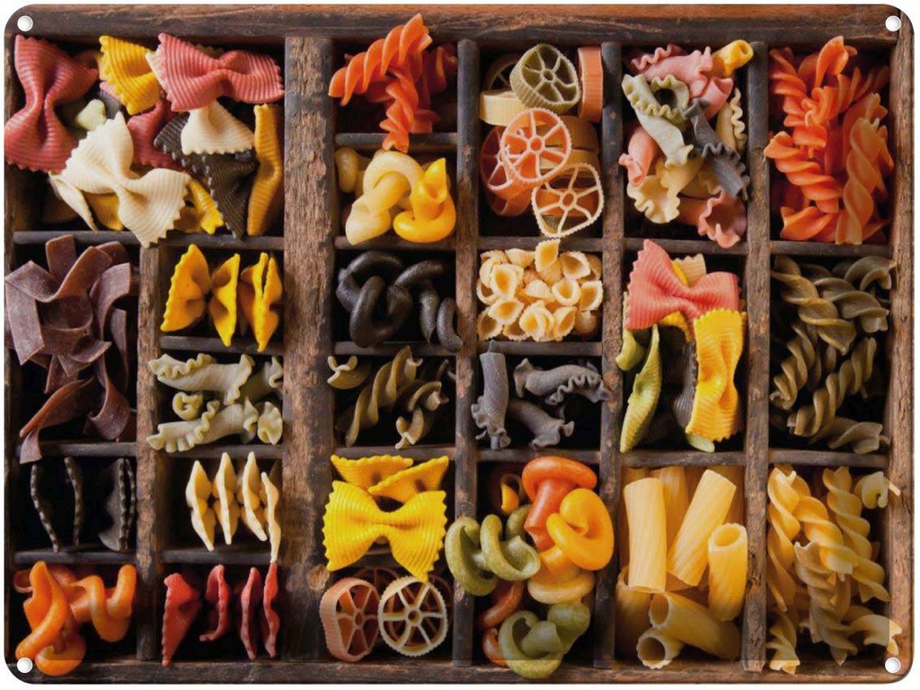 [LA-1790976] Blechschild 30x40 cm Essen Nudeln Nudelarten Pasta Bildmotiv