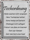 Blechschild 40x30 cm Tischordnung Hände waschen Spruch Zitat