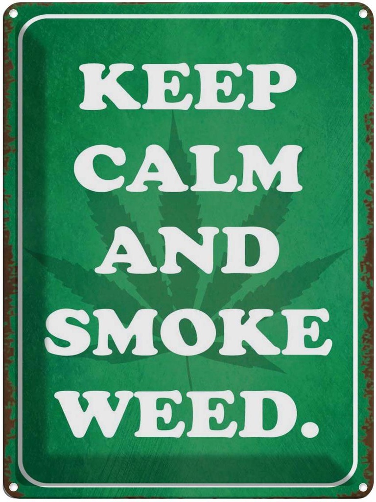 Blechschild 40x30 cm keep calm and smoke weed