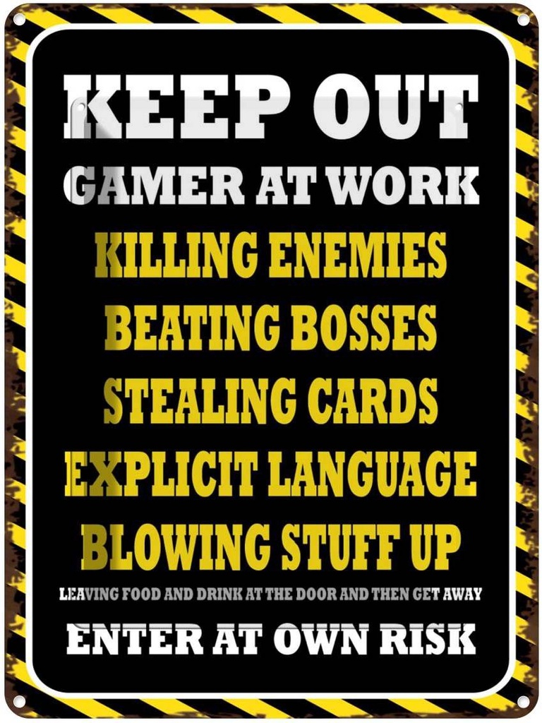 Blechschild 40x30 cm Keep Out gamer at work killing