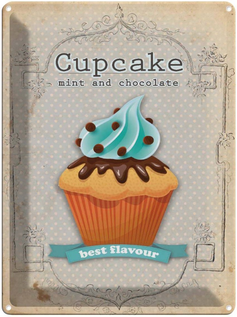 Blechschild 40x30 cm Cupcake mint chocolate best