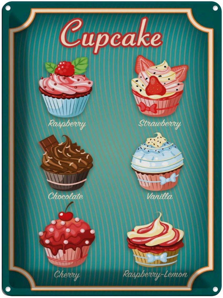 Blechschild 40x30 cm Essen Cupcake Raspberry Chocolate