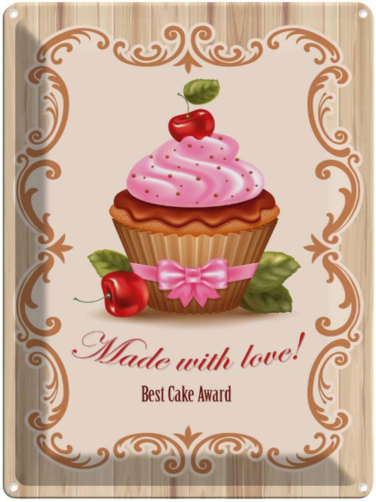 Blechschild 40x30 cm Essen best Cupcake award with Love