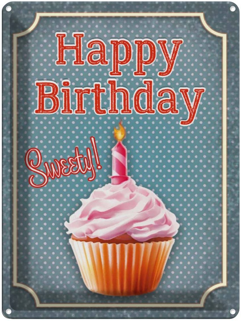 Blechschild 40x30 cm Happy Birthday sweety! Kerze