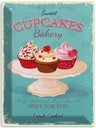 Blechschild 40x30 cm Cupcakes made with love sweet bakery