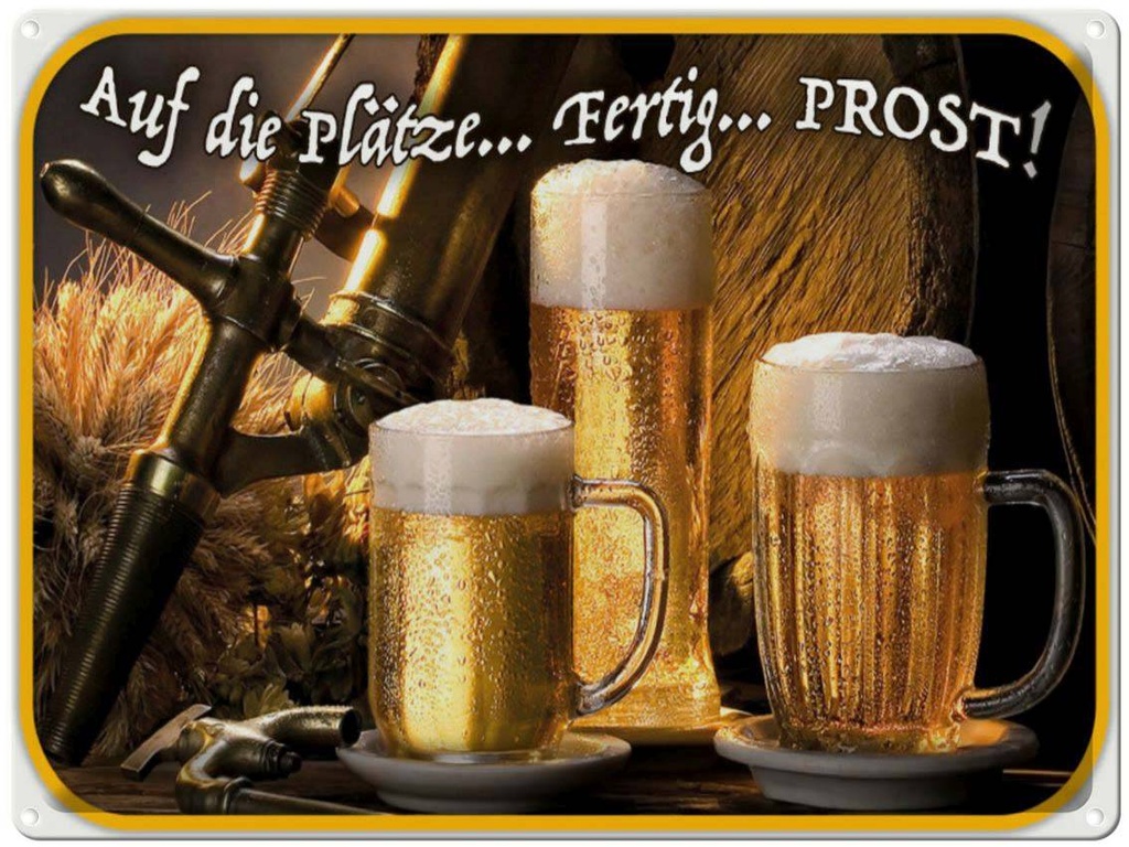 [LA-1791027] Blechschild 30x40 cm Bier auf die Plätze fertig los Spruch Zitat