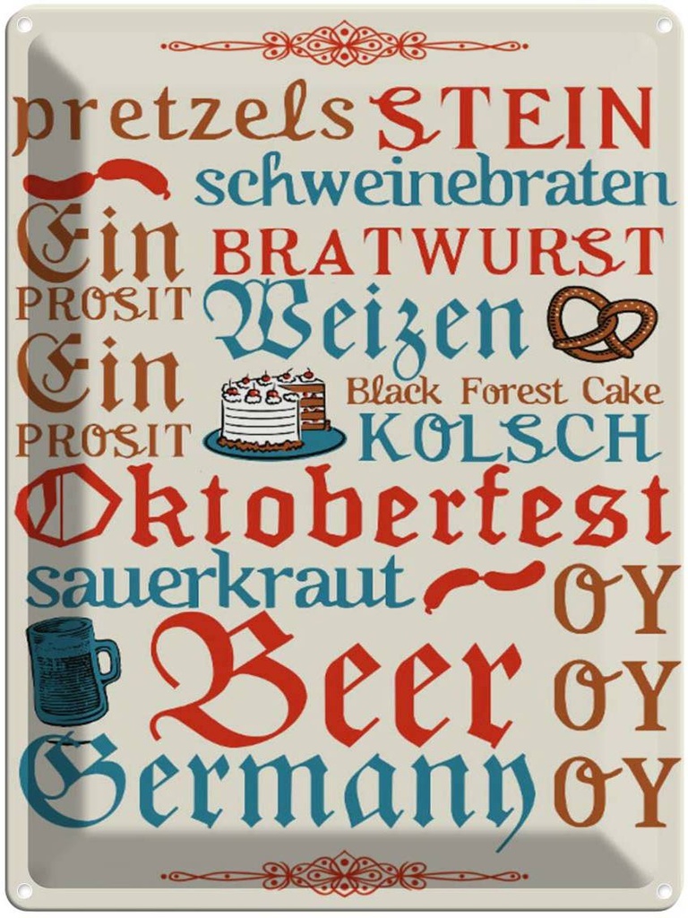 [LA-1791046] Blechschild 40x30 cm Oktoberfest Beer Wurst Germany Feiern Party