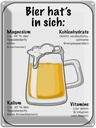 Blechschild 40x30 cm Bier Magnesium Kalium Vitamine Spruch Zitat