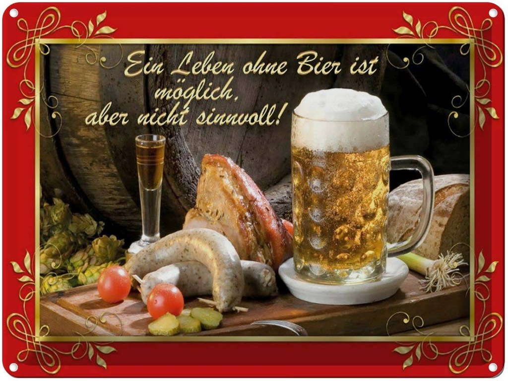 [LA-1791058] Blechschild 30x40 cm Leben ohne Bier ist sinnlos Spruch Zitat