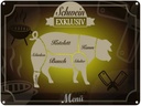 Blechschild 30x40 cm Fleisch Schwein exklusiv Menü Spruch Zitat