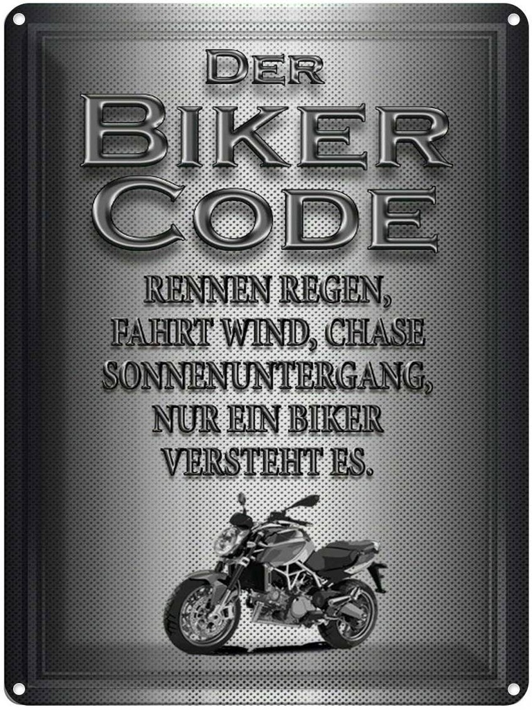 [LA-1791065] Blechschild 40x30 cm Motorrad Biker Code rennen regen wind Spruch Zitat