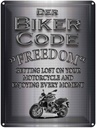Blechschild 40x30 cm Motorrad Biker Code Freedom getting