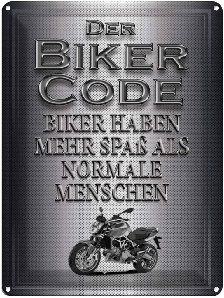 [LA-1791069] Blechschild 40x30 cm Motorrad Biker Code mehr Spaß als normale Spruch Zitat