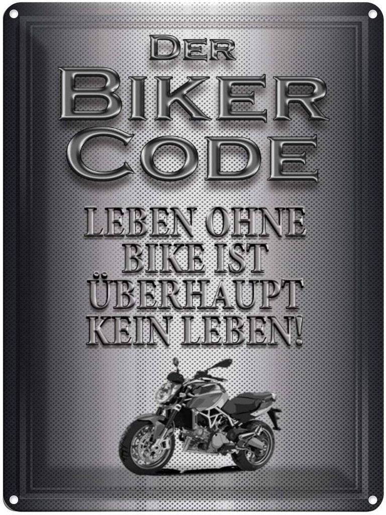 [LA-1791072] Blechschild 40x30 cm Motorrad Biker Code leben ohne kein Spruch Zitat