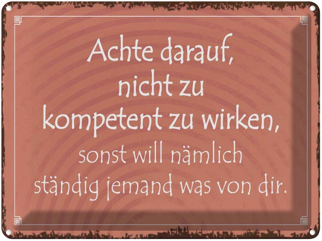 [LA-1791104] Blechschild 30x40 cm kompetent ständig will jemand Spruch Zitat