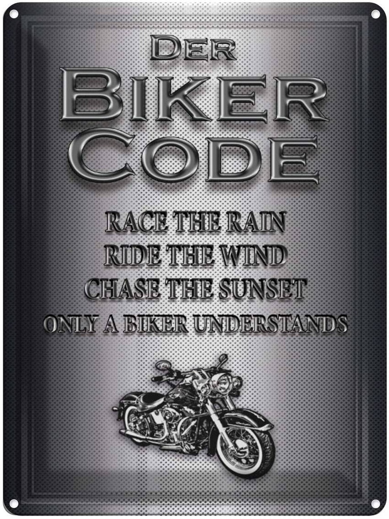 Blechschild 40x30 cm Motorrad Biker Code race the rain ride