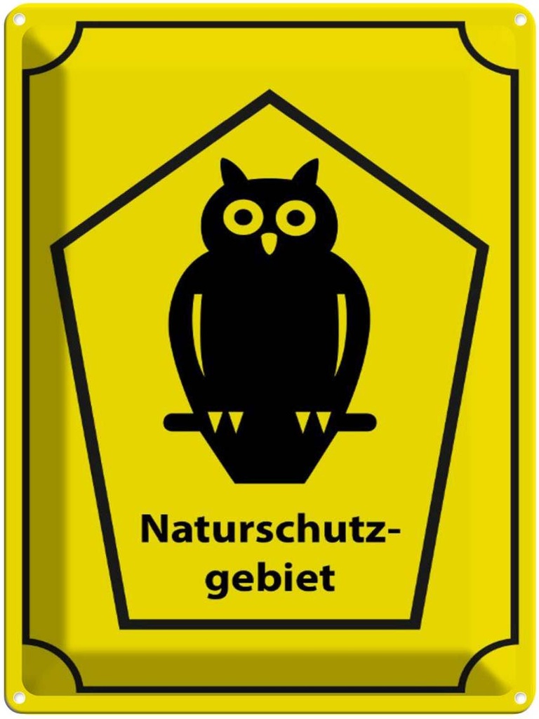 [LA-1791120] Blechschild 40x30 cm Naturschutzgebiet Eule Warnschild Hinweisschild Sicherheit Vorsicht