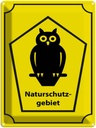 Blechschild 40x30 cm Naturschutzgebiet Eule Warnschild Hinweisschild Sicherheit Vorsicht