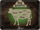 Blechschild 30x40 cm Fleisch Schnitte Beef exklusive Menü