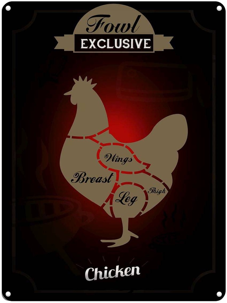 Blechschild 40x30 cm Fleisch Fowl exklusive chicken