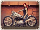 Blechschild 30x40 cm Motorrad Biker Girl Frau Pin up Bildmotiv