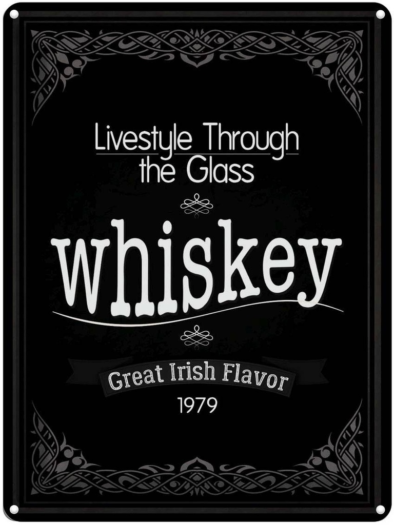 Blechschild 40x30 cm Alkohol Whiskey livestyle trough