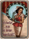 Blechschild 40x30 cm Pinup ich backe was deine Superkraft Spruch Zitat