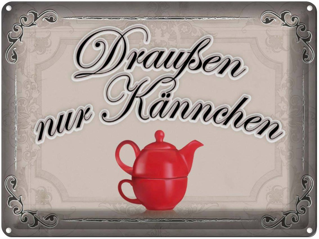[LA-1791140] Blechschild 30x40 cm Kaffee draußen nur Kännchen Essen Trinken