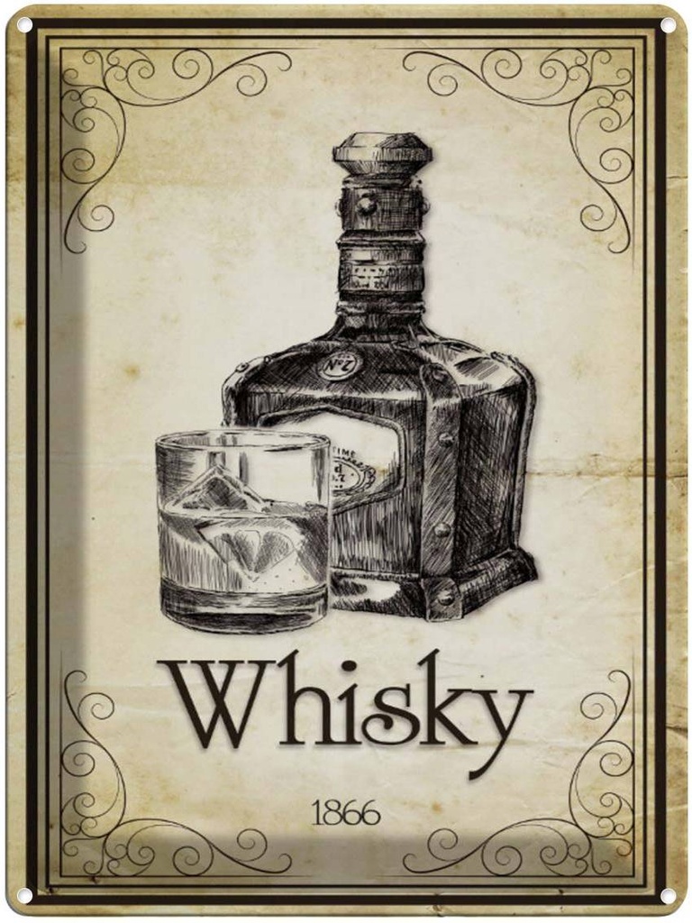 Blechschild 40x30 cm Alkohol 1866 Whisky Retro