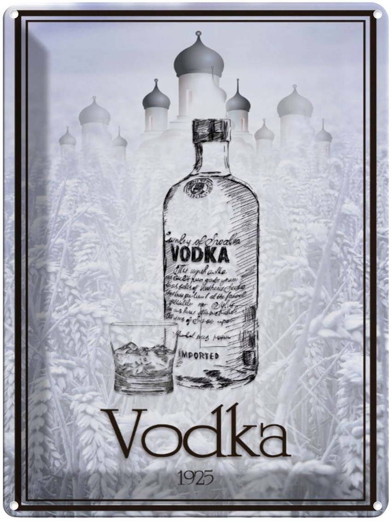 Blechschild 40x30 cm Alkohol 1925 Vodka imported