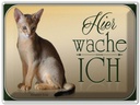 Blechschild 30x40 cm Katze Abessinier hier wache ich