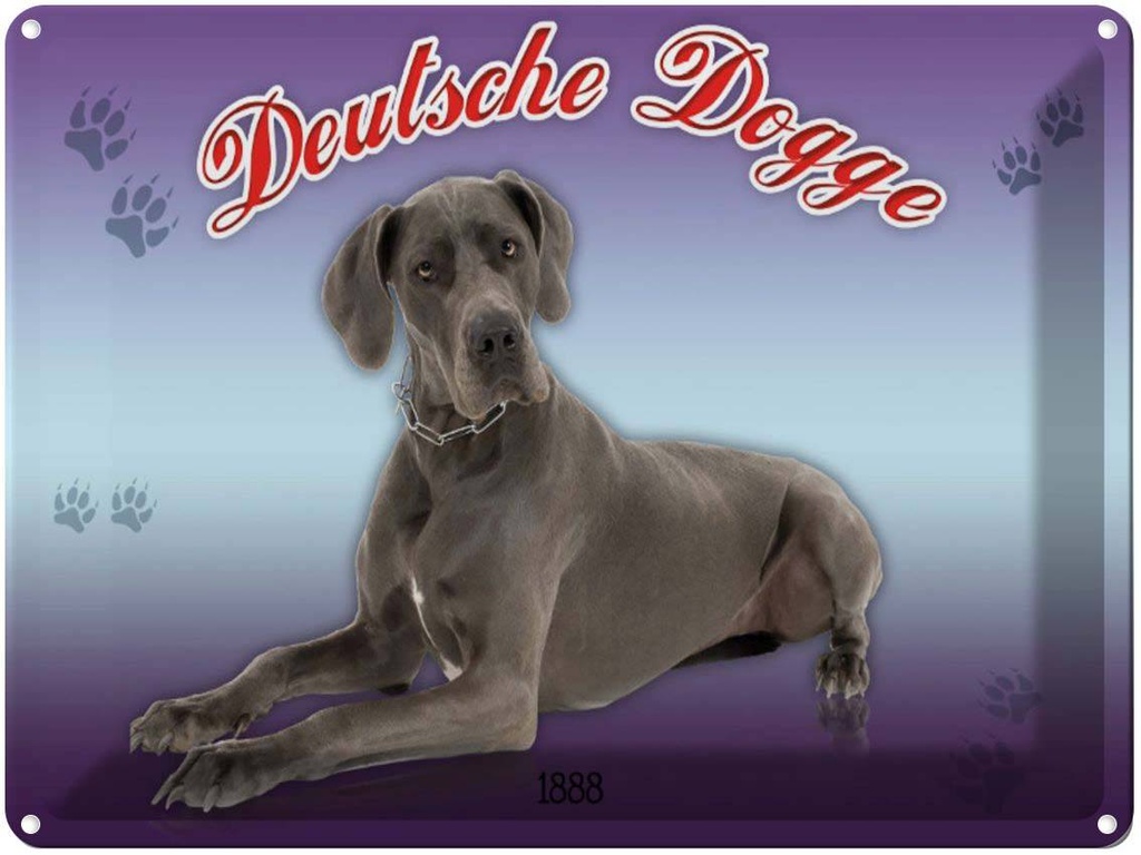 Blechschild 30x40 cm Hund Deutsche Dogge 1888