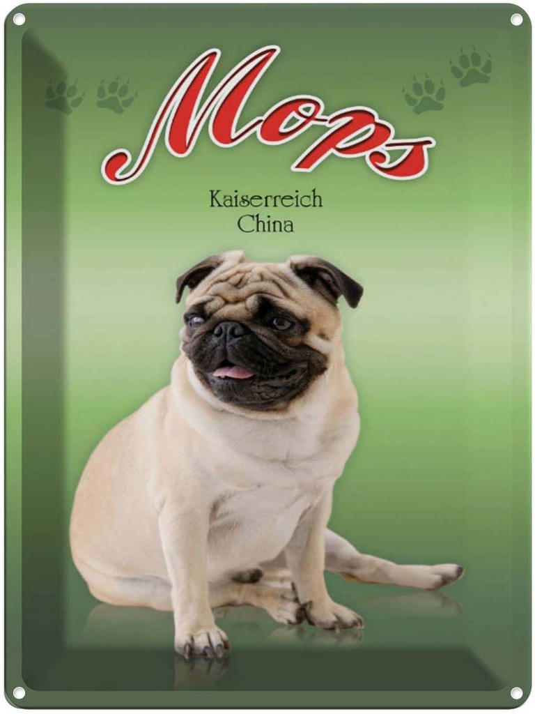 [LA-1791183] Blechschild 40x30 cm Hund Mops Kaiserreich China