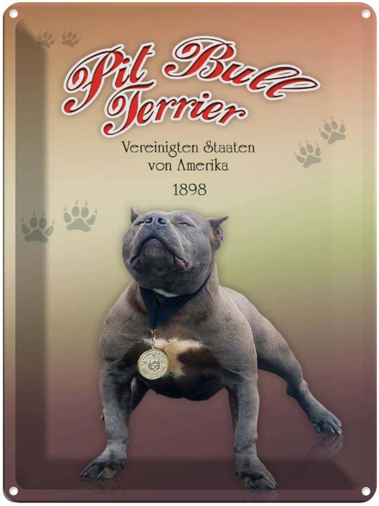 [LA-1791184] Blechschild 40x30 cm Hund Pit Bull Terrier Amerika 1898 USA