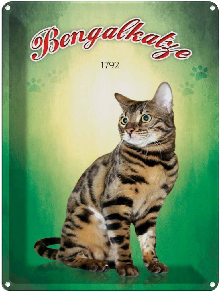 [LA-1791194] Blechschild 40x30 cm Katze Bengalkatze 1792