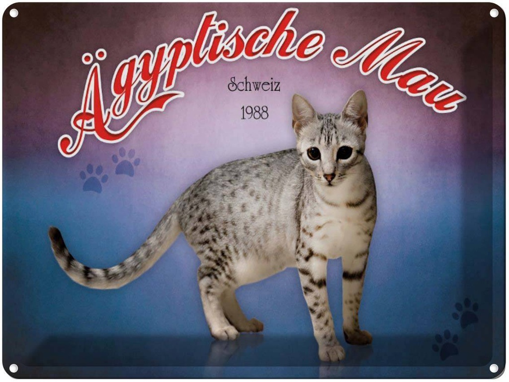 [LA-1791199] Blechschild 30x40 cm Katze Ägyptische Mau Schweiz 1988