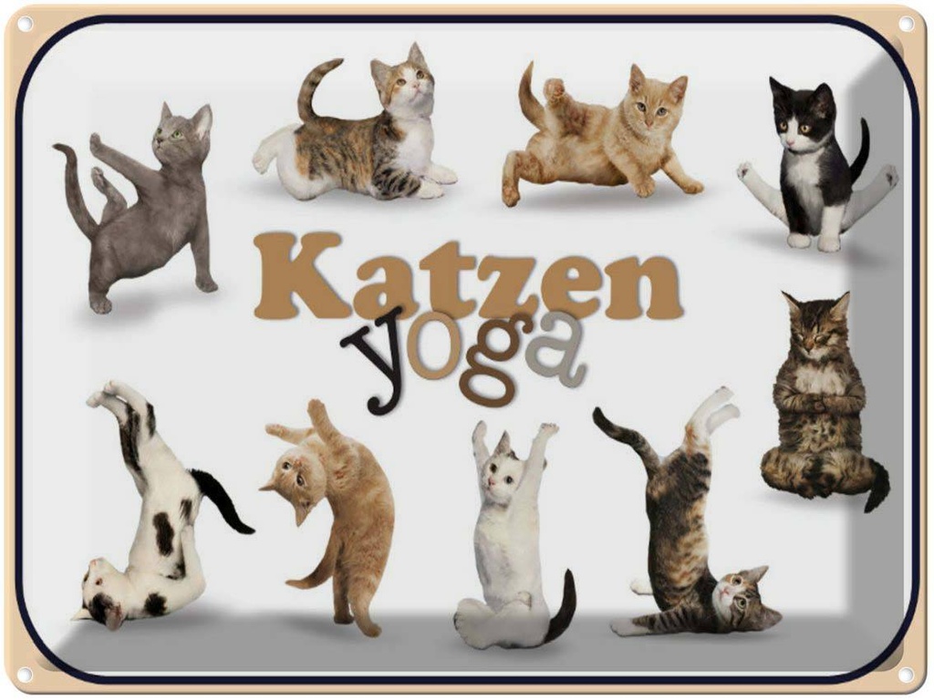 [LA-1791207] Blechschild 30x40 cm Katze Katzen Yoga