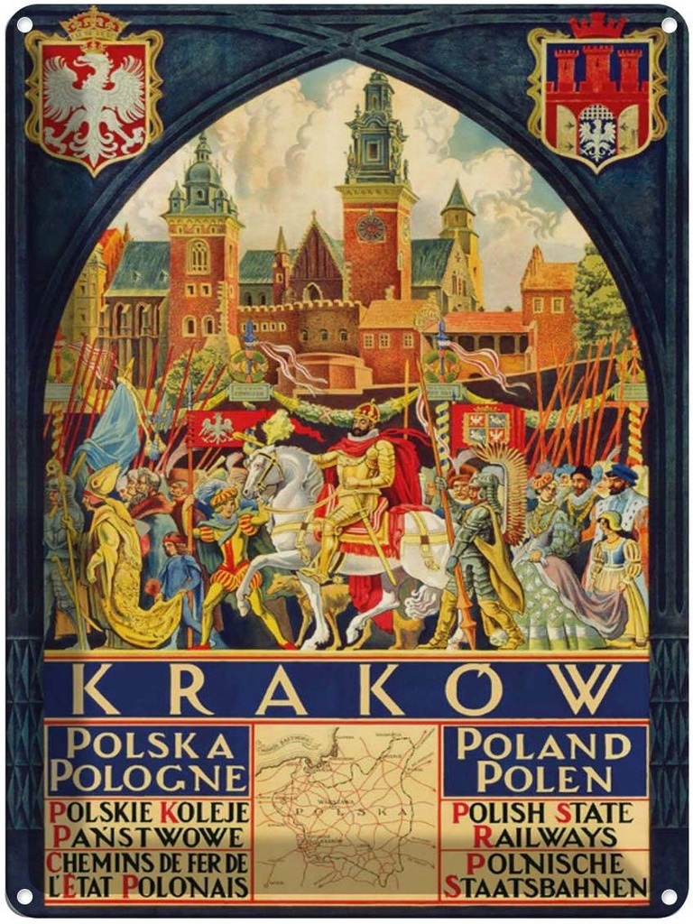 Blechschild 40x30 cm Polen Krakow Polska Pologne