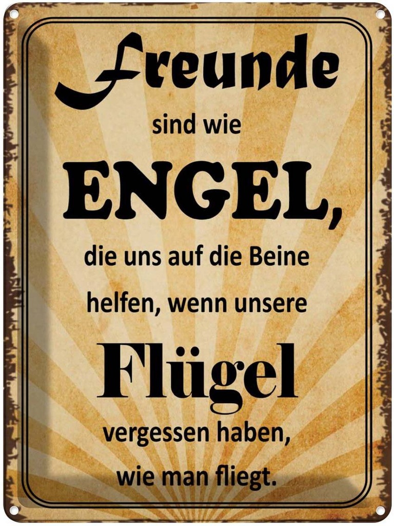 [LA-1791222] Blechschild 40x30 cm Freunde sind wie Engel die uns Spruch Zitat