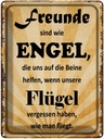 Blechschild 40x30 cm Freunde sind wie Engel die uns Spruch Zitat